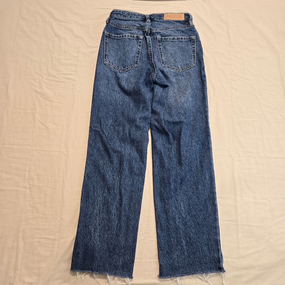 PacSun 90's Straight Jeans Rhinestone Waist Frayed Hem Sz 22 - Picture 7 of 9